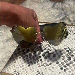 Heart-Shaped Sunglasses with Gold Lenses